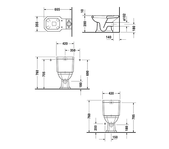 Duravit 1930 Series Close Coupled Toilet With Cistern 655mm Projection 3 Duravit 1930 Series Close Coupled Toilet With Cistern 655mm Projection - Image 3