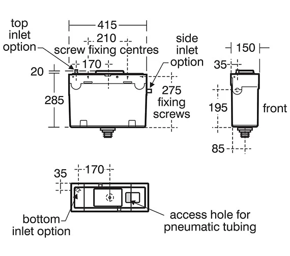 Armitage Shanks Conceala 2 Side Inlet Dual Flush Cistern -S364367 2 Armitage Shanks Conceala 2 Side Inlet Dual Flush Cistern -S364367 - Image 2