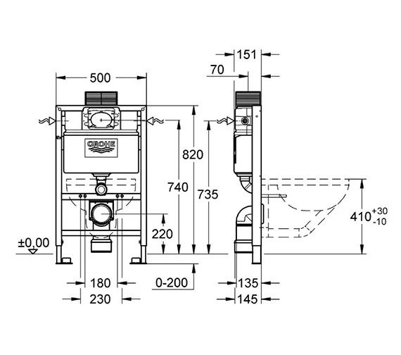 Grohe Rapid SL WC Fixing Frame With Flush - 38526000 2 Grohe Rapid SL WC Fixing Frame With Flush - 38526000 - Image 2