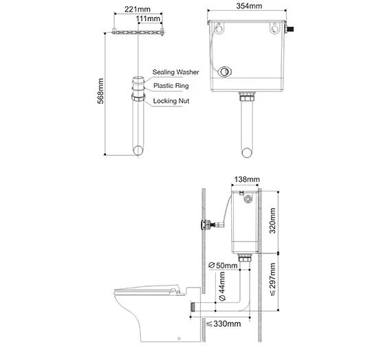 IMEX White Concealed Cable Operated Cistern With Dual Flush Button 2 IMEX White Concealed Cable Operated Cistern With Dual Flush Button - Image 2