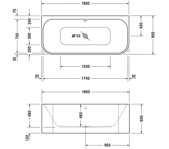 Duravit Happy D2 Back-To-Wall 1800 X 800mm Bath With Panel And Frame 3 Duravit Happy D2 Back-To-Wall 1800 X 800mm Bath With Panel And Frame - Image 3