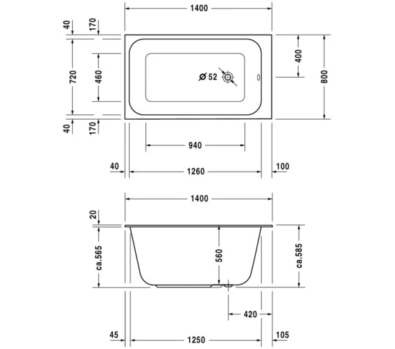 Duravit DuraStyle 1400 X 800mm Rectangular Built In Bath 2 Duravit DuraStyle 1400 X 800mm Rectangular Built In Bath - Image 2