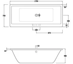 RAK Evolution Double Ended 1750mm X 750mm Easyflow Acrylic Bath White 5 RAK Evolution Double Ended 1750mm X 750mm Easyflow Acrylic Bath White -Bathroom Supplie Shop M 2016 3 31 6 35 3 435