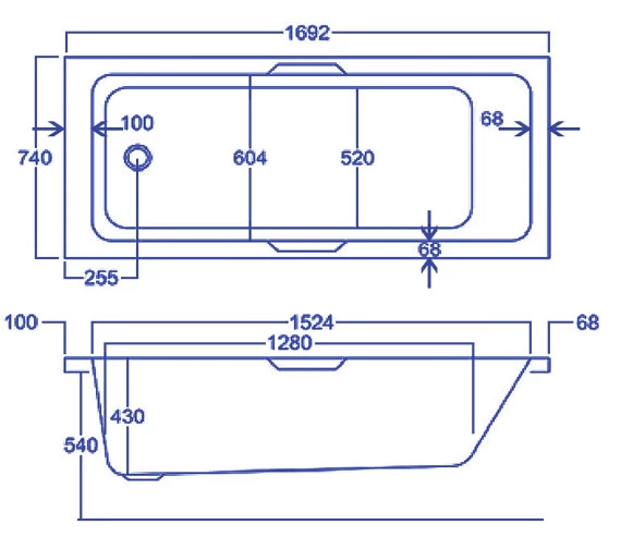 Carron Quantum Integra Single Ended Acrylic Bath 5mm With Grips 1750 X 750mm 2 Carron Quantum Integra Single Ended Acrylic Bath 5mm With Grips 1750 X 750mm - Image 2