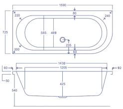 Carron Status Left Hand Corner Bath 1600 X 725mm
