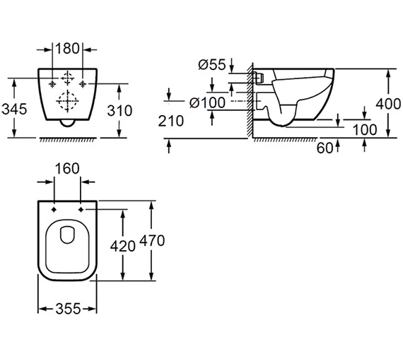 IMEX Essence White 470mm Wall Hung WC Bowl 2 IMEX Essence White 470mm Wall Hung WC Bowl - Image 2