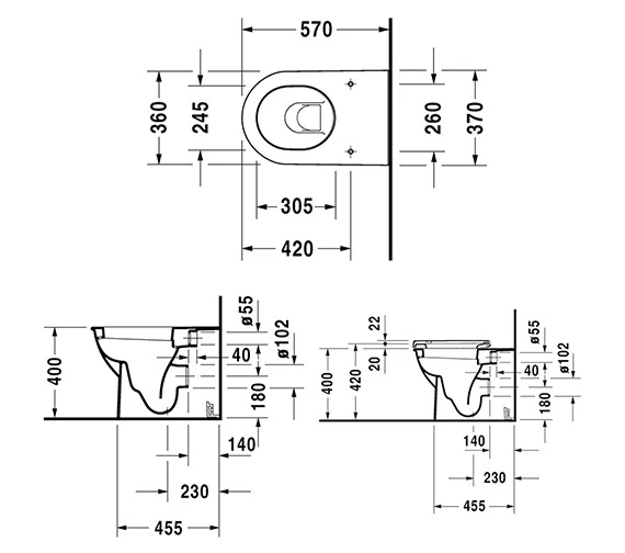 Duravit Darling New 370 X 570mm Floor-Standing Toilet - 2139090000 2 Duravit Darling New 370 X 570mm Floor-Standing Toilet - 2139090000 - Image 2