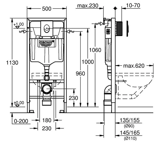 Grohe Rapid SL Skate 3 In 1 Frame Set For WC - 38721001 2 Grohe Rapid SL Skate 3 In 1 Frame Set For WC - 38721001 - Image 2