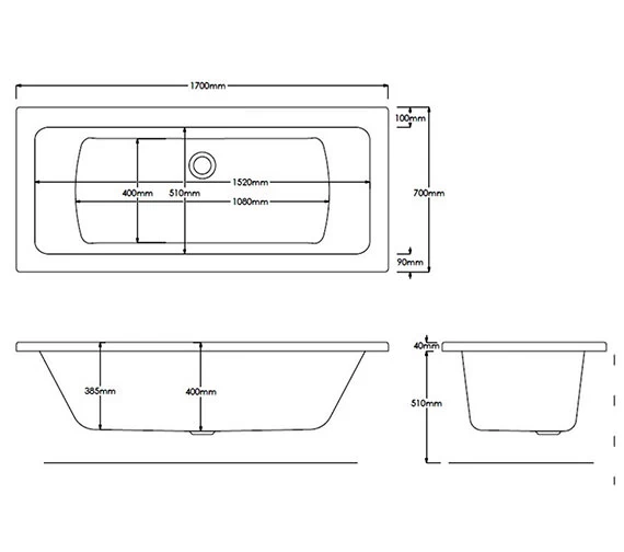 Roca The Gap Double Ended White Acrylic Bath 1700 X 700mm 3 Roca The Gap Double Ended White Acrylic Bath 1700 X 700mm - Image 3