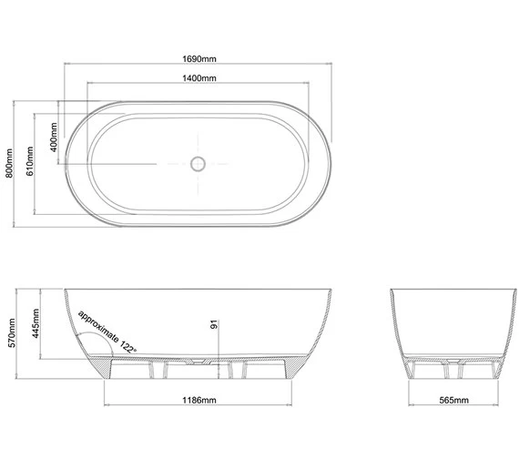 Clearwater Formoso Grande Freestanding Bath 1690 X 800mm 2 Clearwater Formoso Grande Freestanding Bath 1690 X 800mm - Image 2