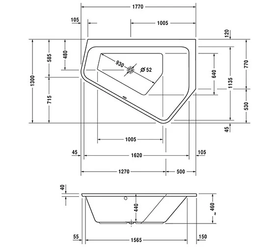 Duravit Paiova 1770mm X 1300mm Right-Left 5 Corner Built In Bath 2 Duravit Paiova 1770mm X 1300mm Right-Left 5 Corner Built In Bath - Image 2