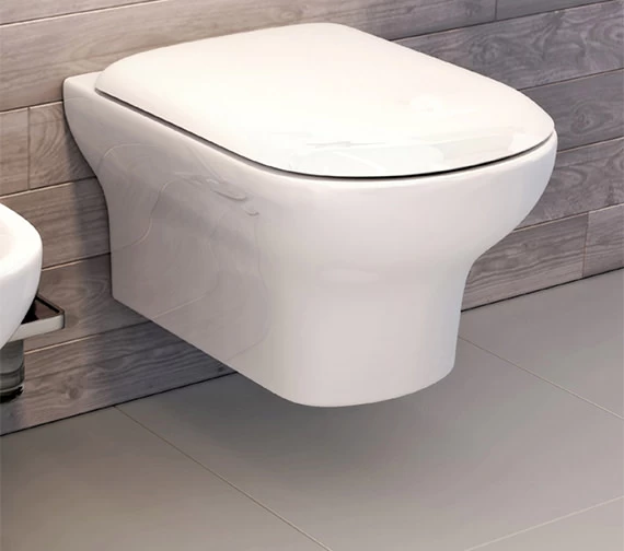 IMEX Grace Rimless Wall Hung White WC Bowl And Soft Close Seat 500mm 4 IMEX Grace Rimless Wall Hung White WC Bowl And Soft Close Seat 500mm - Image 4