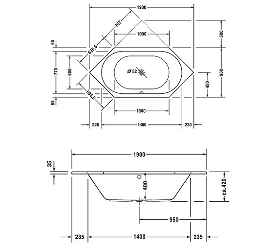 Duravit D-Code 1900 X 900mm Built-In Bathtub With Support Feet 1 Duravit D-Code 1900 X 900mm Built-In Bathtub With Support Feet