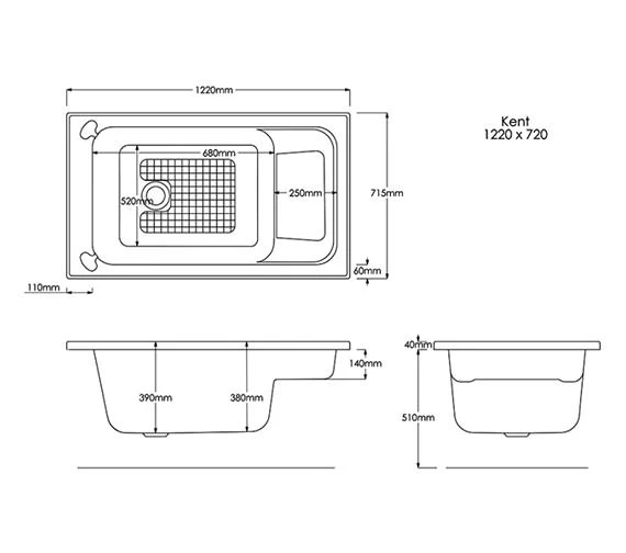 Trojan Kent White Single Ended Bath 1220 X 720mm - 0TH 2 Trojan Kent White Single Ended Bath 1220 X 720mm - 0TH - Image 2