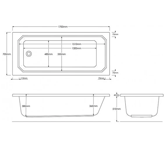 Trojan Art Deco 1700 X 700mm Encapsulated Baseboard Bath White 2 Trojan Art Deco 1700 X 700mm Encapsulated Baseboard Bath White - Image 2