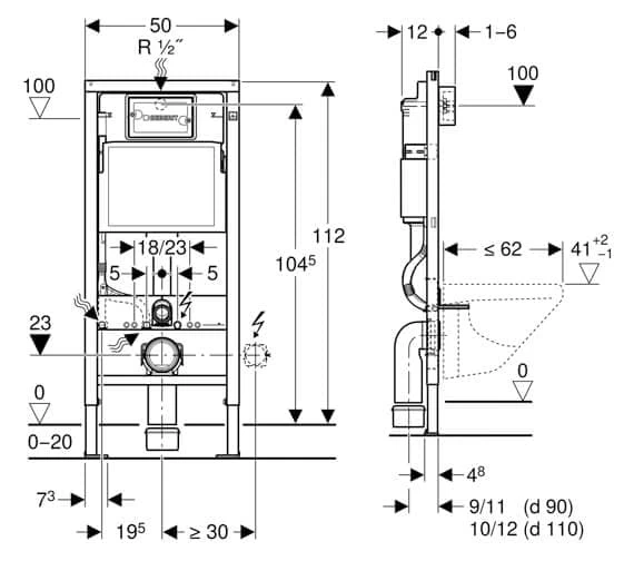 Geberit Duofix 500 X 1120mm Wall Hung WC Frame Blue With Delta Cistern 3 Geberit Duofix 500 X 1120mm Wall Hung WC Frame Blue With Delta Cistern - Image 3