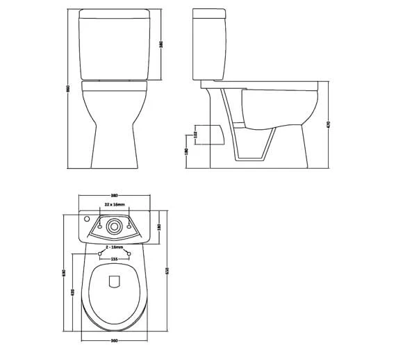 Nuie Doc M 360 X 650mm Comfort Height White Pan Cistern And Seat 2 Nuie Doc M 360 X 650mm Comfort Height White Pan Cistern And Seat - Image 2