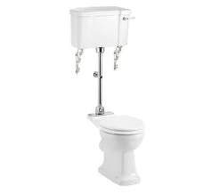 Burlington Rimless White Pan With Ceramic Lever Cistern And Medium-Level Flush Pipe Kit