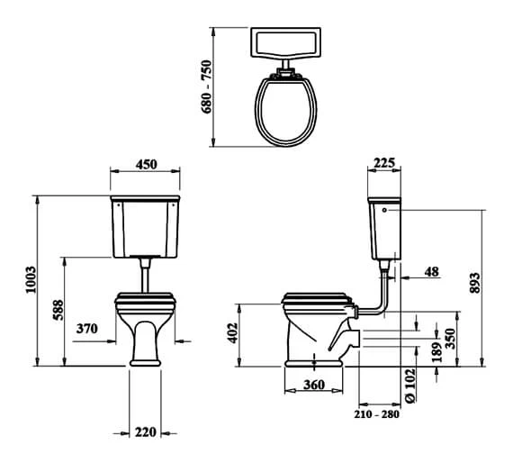 Silverdale Loxley 450 X 750mm Low Level White WC Pan And Cistern 2 Silverdale Loxley 450 X 750mm Low Level White WC Pan And Cistern - Image 2