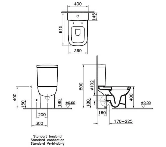VitrA S20 Close Coupled White Toilet Pan And Cistern 2 VitrA S20 Close Coupled White Toilet Pan And Cistern - Image 2