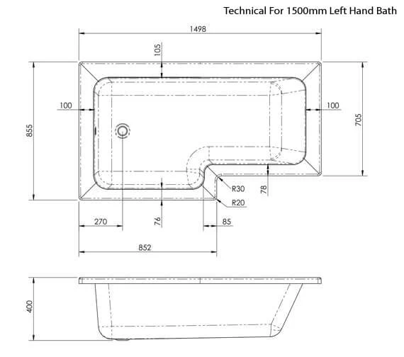 Nuie Square White Shower Bath Set 2 Nuie Square White Shower Bath Set - Image 2