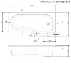 Nuie P-Shaped Shower Bath White 8 Nuie P-Shaped Shower Bath White -Bathroom Supplie Shop M 2019 3 28 10 31 5 706