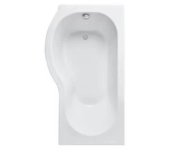 Nuie P-Shaped White Shower Bath