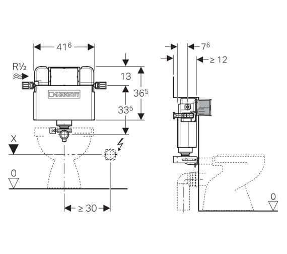 Geberit Kappa Dual Flush 15cm Concealed Cistern White 2 Geberit Kappa Dual Flush 15cm Concealed Cistern White - Image 2