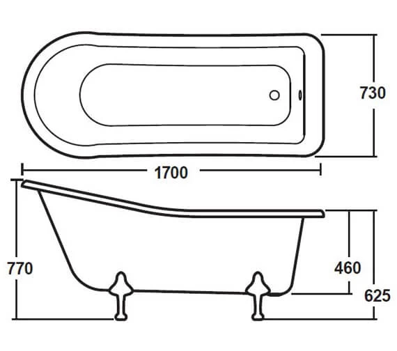 Hudson Reed Brockley Single Ended Freestanding Acrylic Bath White 4 Hudson Reed Brockley Single Ended Freestanding Acrylic Bath White - Image 4