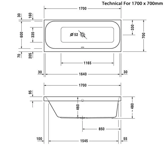 Duravit Happy D2 Built-In Bath With One Backrest Slope Without Frame 4 Duravit Happy D2 Built-In Bath With One Backrest Slope Without Frame - Image 4