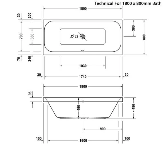 Duravit Happy D2 Built-In Bath With Two Backrest Slopes Without Frame 2 Duravit Happy D2 Built-In Bath With Two Backrest Slopes Without Frame - Image 2