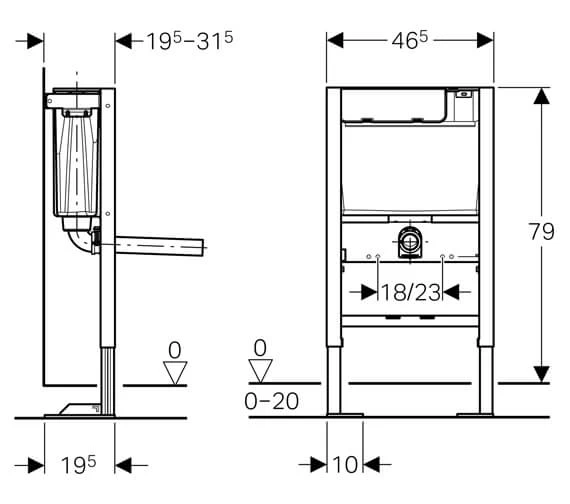 Geberit Duofix 465 X 790mm Wall Hung WC Frame Blue With Low Height Furniture Cistern 2 Geberit Duofix 465 X 790mm Wall Hung WC Frame Blue With Low Height Furniture Cistern - Image 2