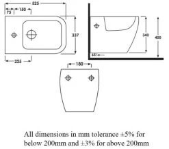 RAK Metropolitan 1 Tap Hole Wall Hung Bidet 525mm Projection 9 RAK Metropolitan 1 Tap Hole Wall Hung Bidet 525mm Projection -Bathroom Supplie Shop M 2020 3 18 14 41 38 56
