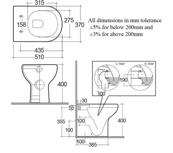 RAK Compact Back-To-Wall White WC Pan With Soft Close Seat Urea 3 RAK Compact Back-To-Wall White WC Pan With Soft Close Seat Urea - Image 3