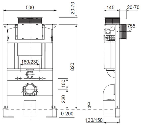 Crosswater 500mm Wide WC Support Frame With Dual Flush Cistern 2 Crosswater 500mm Wide WC Support Frame With Dual Flush Cistern - Image 2