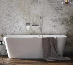 Aqua Mono 1700 X 800mm Luxury Back-To-Wall Freestanding Bath White