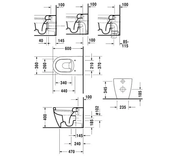 Duravit Me-By-Starck Floor Standing Back To Wall WC Pan 3 Duravit Me-By-Starck Floor Standing Back To Wall WC Pan - Image 3