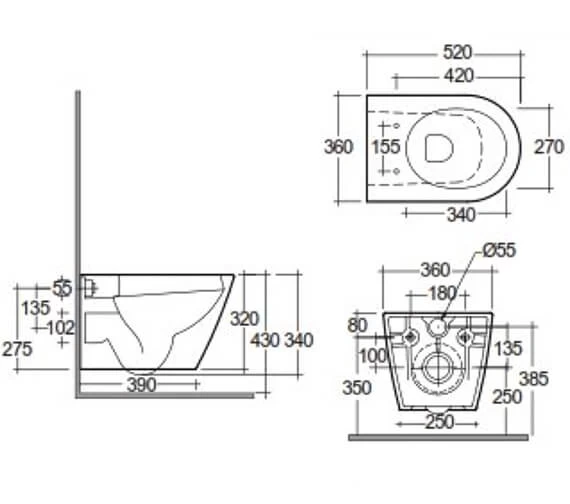 RAK Feeling Rimless Wall-Hung Matt White WC Pan And Soft Close Seat 2 RAK Feeling Rimless Wall-Hung Matt White WC Pan And Soft Close Seat - Image 2