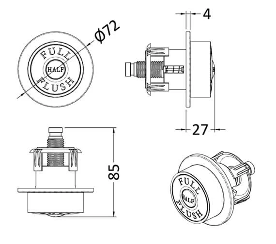 Hudson Reed Traditional Round Dual Flush Push Button 2 Hudson Reed Traditional Round Dual Flush Push Button - Image 2