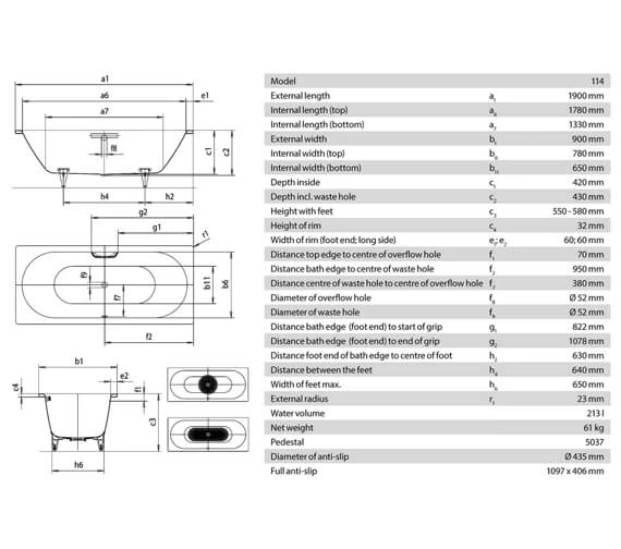 Kaldewei Ambiente Classic Duo 1900 X 900mm Double Ended Steel Bath White 2 Kaldewei Ambiente Classic Duo 1900 X 900mm Double Ended Steel Bath White - Image 2