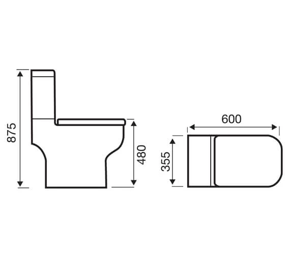 Kartell K-Vit Options 600 White Comfort Height Close Coupled WC Pan And Cistern 2 Kartell K-Vit Options 600 White Comfort Height Close Coupled WC Pan And Cistern - Image 2
