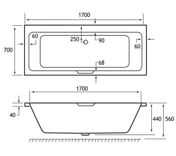 Joseph Miles Portland Beauforte Reinforced Double Ended White Bath With Single Grip 3 Joseph Miles Portland Beauforte Reinforced Double Ended White Bath With Single Grip - Image 3