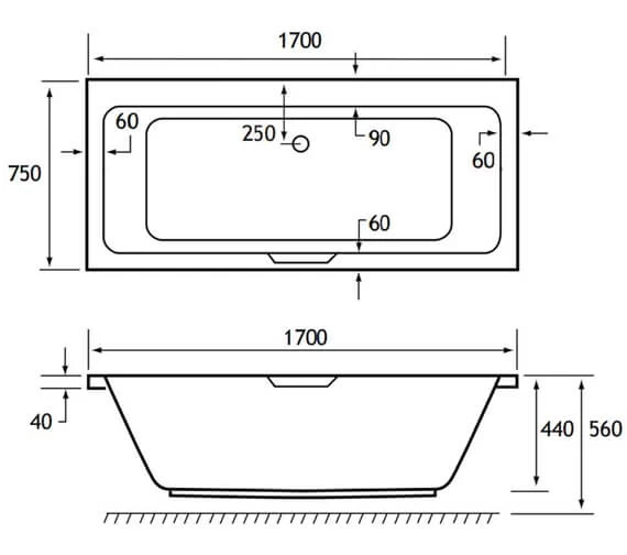 Joseph Miles Portland Beauforte Reinforced Double Ended White Bath With Single Grip 4 Joseph Miles Portland Beauforte Reinforced Double Ended White Bath With Single Grip - Image 4