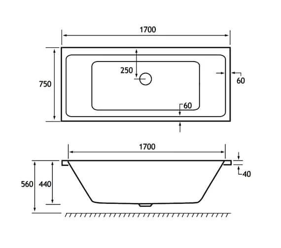 Joseph Miles Portland Beauforte Reinforced Double Ended Rectangular White Bath 4 Joseph Miles Portland Beauforte Reinforced Double Ended Rectangular White Bath - Image 4