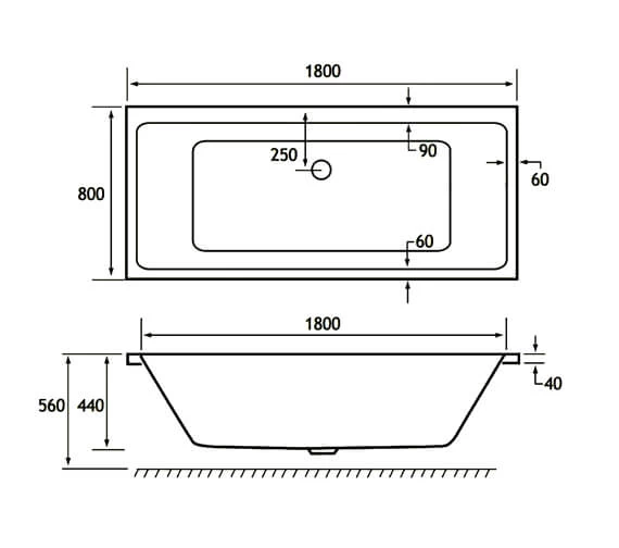 Joseph Miles Portland Double Ended Rectangular White Bath - 5mm Acrylic 6 Joseph Miles Portland Double Ended Rectangular White Bath - 5mm Acrylic - Image 6