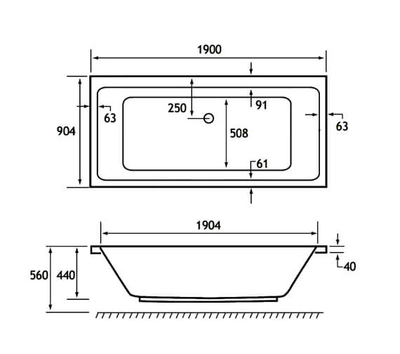 Joseph Miles Portland Double Ended Rectangular White Bath - 5mm Acrylic 7 Joseph Miles Portland Double Ended Rectangular White Bath - 5mm Acrylic - Image 7