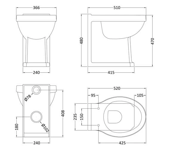 Hudson Reed Richmond Back-To-Wall WC Pan White 4 Hudson Reed Richmond Back-To-Wall WC Pan White - Image 4