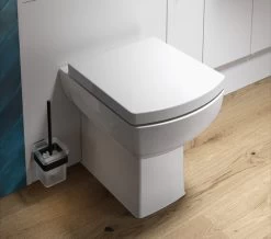 Saneux I-Line II Gloss-White Rimless Back To Wall WC Pan With Soft Close Seat And Cover