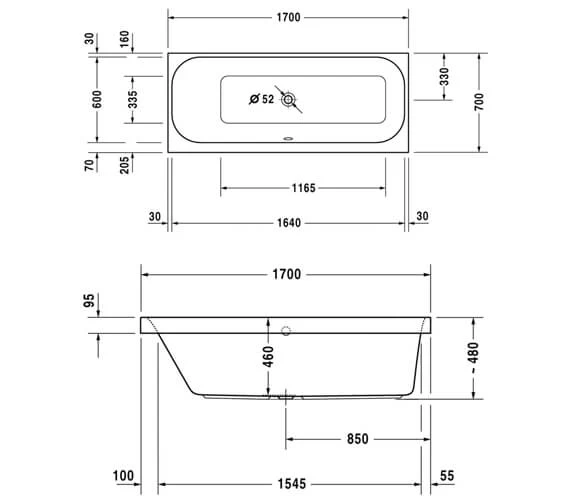 Duravit Happy D2 1700mm Built In Bath Left Slope Jet 2 Duravit Happy D2 1700mm Built In Bath Left Slope Jet - Image 2