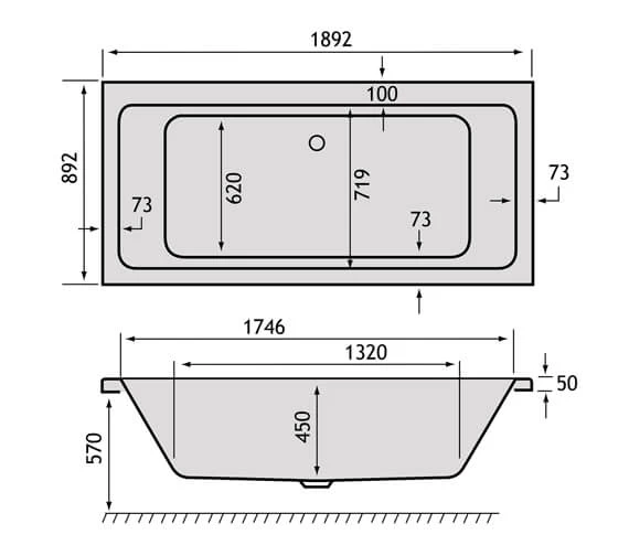 Carron Quantum Duo White Double Ended Acrylic Bath 5mm - 1900 X 900mm 3 Carron Quantum Duo White Double Ended Acrylic Bath 5mm - 1900 X 900mm - Image 3